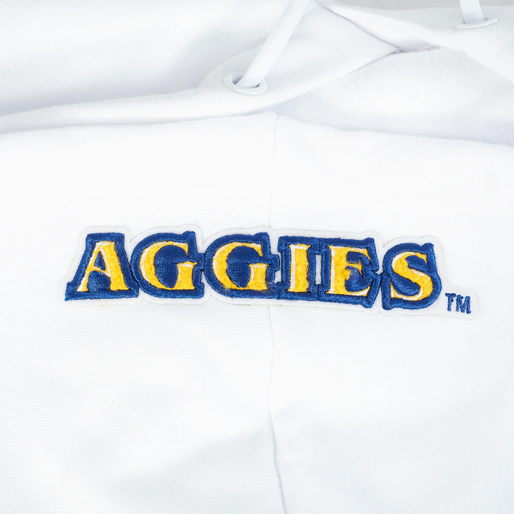 COLLEGE NORTH CAROLINA A&T STATE UNIVERSITY CLASSIC WOMEN'S RIB FLC CROPPED (WHITE/BLACK) - Image 6