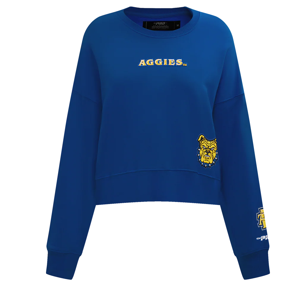 COLLEGE NORTH CAROLINA A&T STATE UNIVERSITY WINGSPAN WOMEN'S FLC CREWNECK (DODGER BLUE) - Image 3