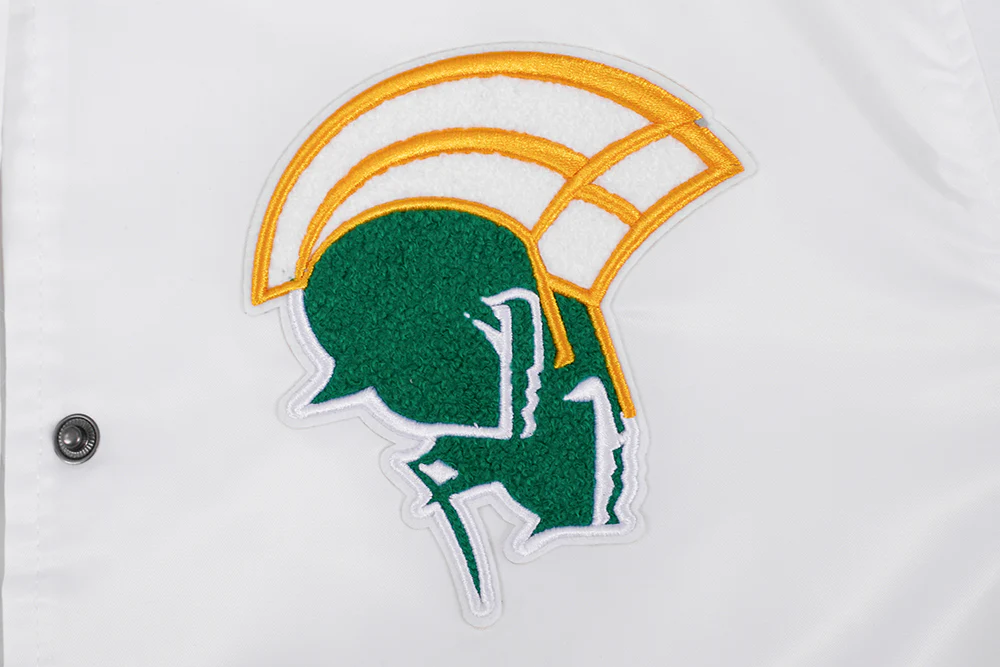 COLLEGE NORFOLK STATE UNIVERSITY CLASSIC WOMEN'S RIB SATIN JACKET (WHITE/GREEN) - Image 5