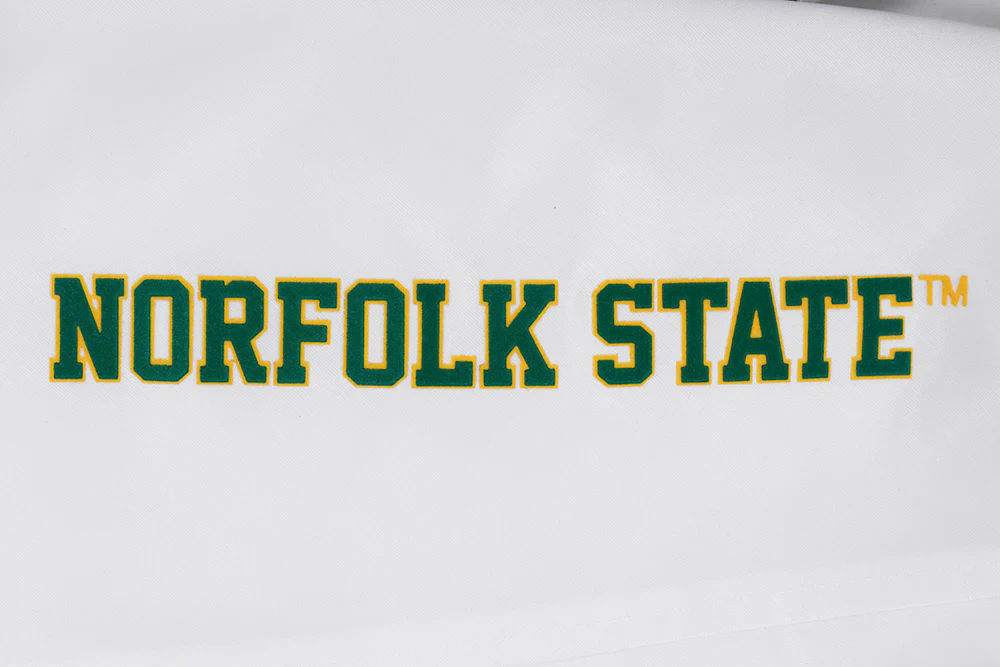 COLLEGE NORFOLK STATE UNIVERSITY CLASSIC WOMEN'S RIB SATIN JACKET (WHITE/GREEN) - Image 8