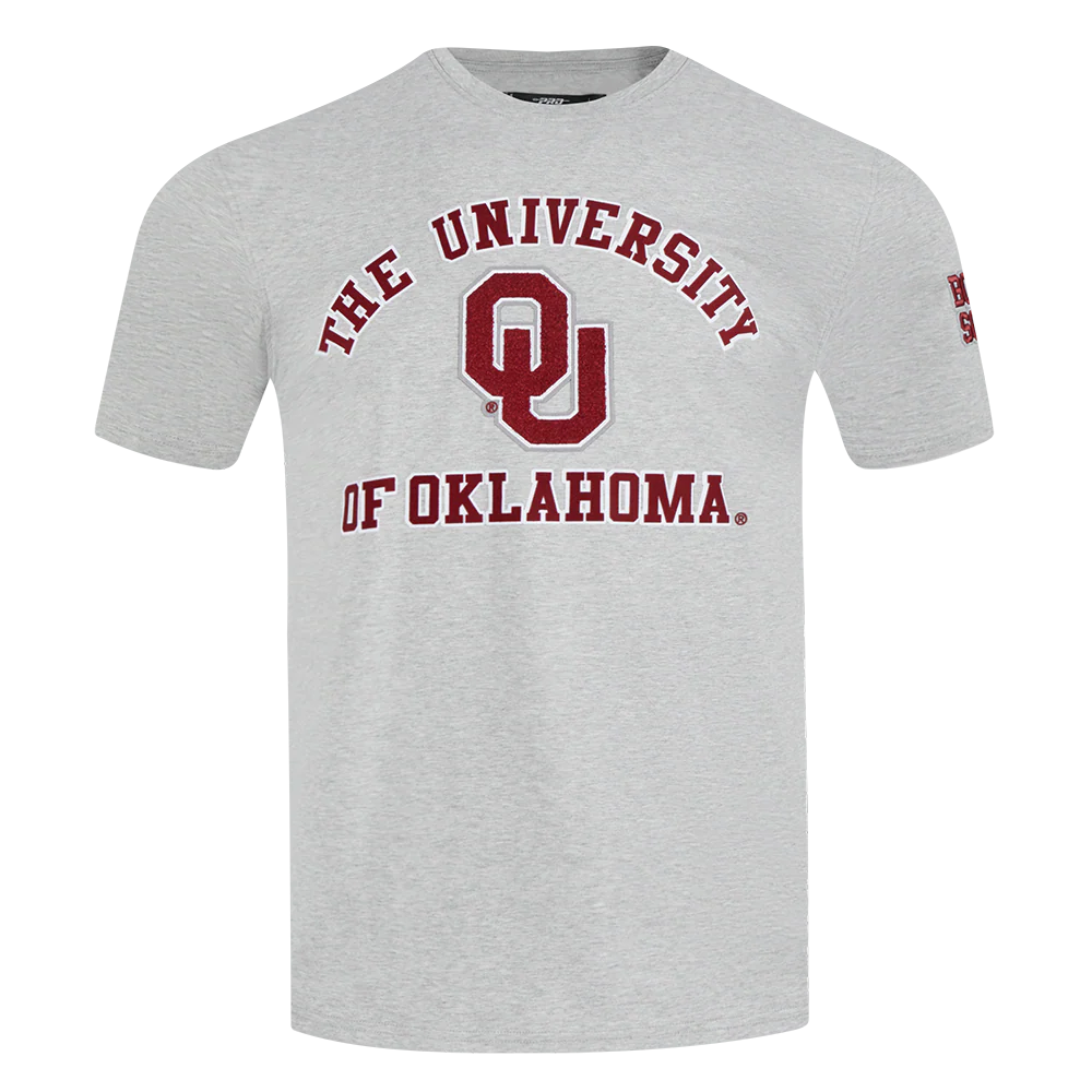 UNIVERSITY OF OKLAHOMA CLASSIC MEN'S STACKED LOGO TEE (HEATHER GREY) - Image 5