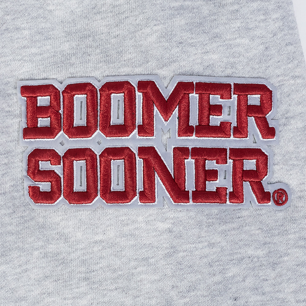 UNIVERSITY OF OKLAHOMA CLASSIC MEN'S RIB PULLOVER HOODIE (HEATHER GRAY/BLACK) - Image 7