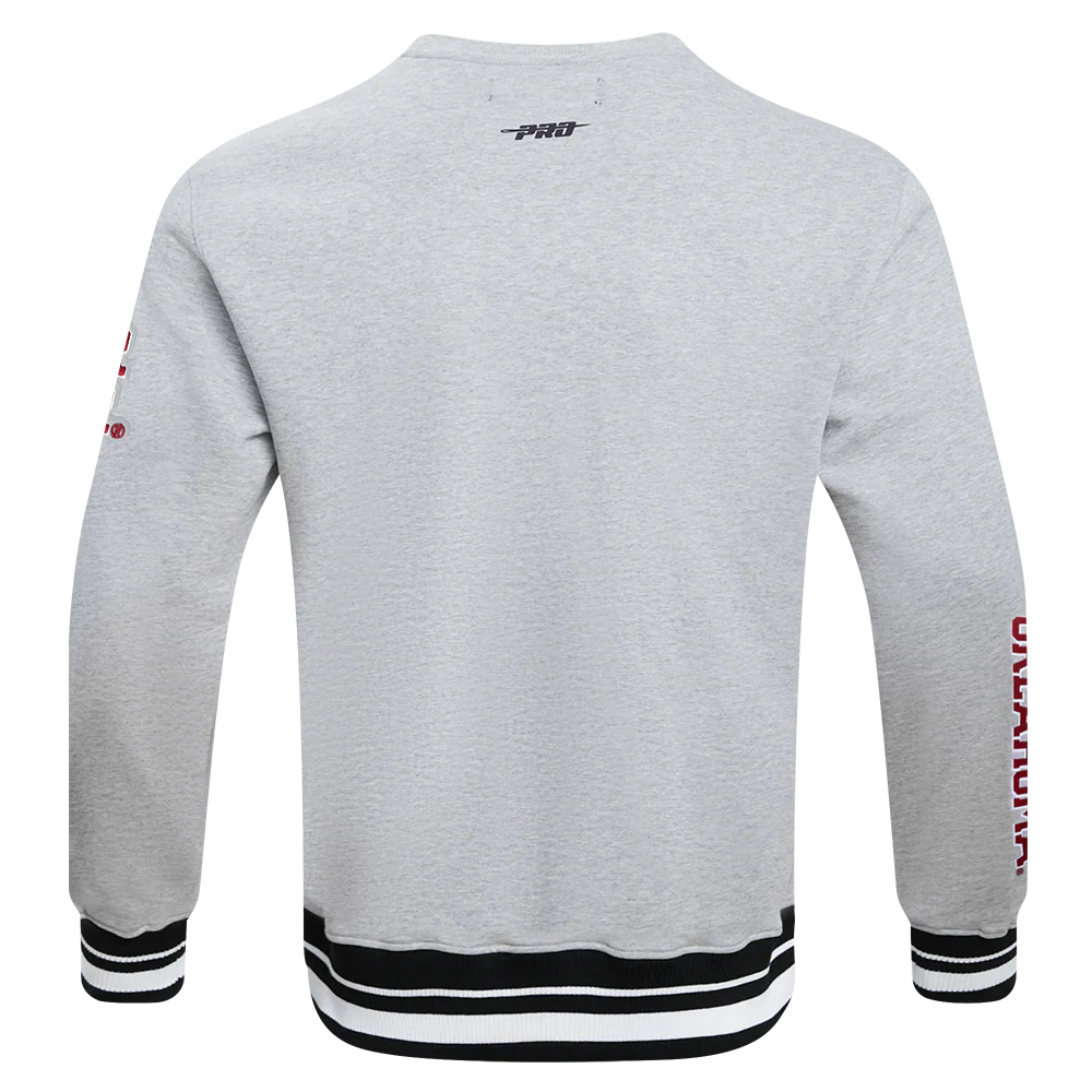UNIVERSITY OF OKLAHOMA CLASSIC MEN'S RIB CREWNECK (HEATHER GRAY/BLACK) - Image 10