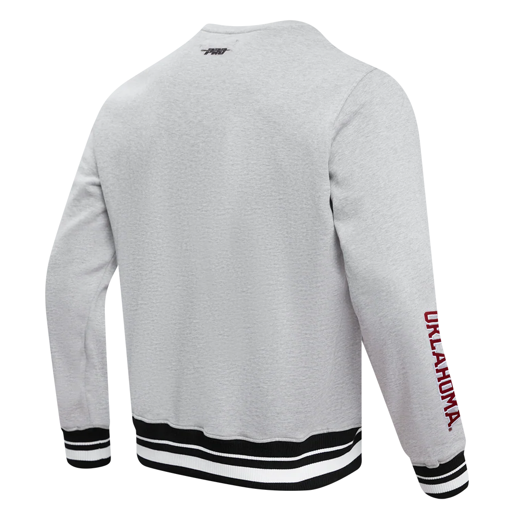 UNIVERSITY OF OKLAHOMA CLASSIC MEN'S RIB CREWNECK (HEATHER GRAY/BLACK) - Image 11