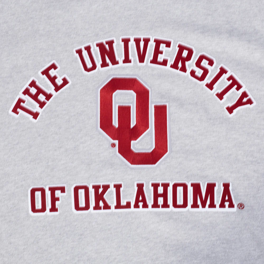 UNIVERSITY OF OKLAHOMA CLASSIC MEN'S RIB CREWNECK (HEATHER GRAY/BLACK) - Image 5