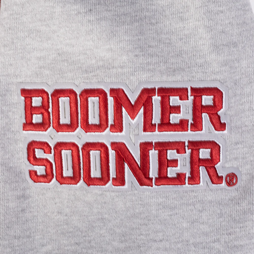 UNIVERSITY OF OKLAHOMA CLASSIC MEN'S RIB CREWNECK (HEATHER GRAY/BLACK) - Image 6