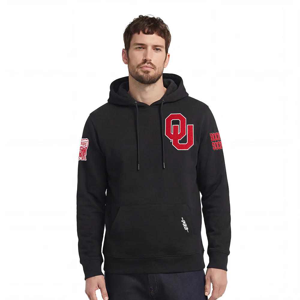 UNIVERSITY OF OKLAHOMA CLASSIC MEN'S PULLOVER HOODIE (BLACK)