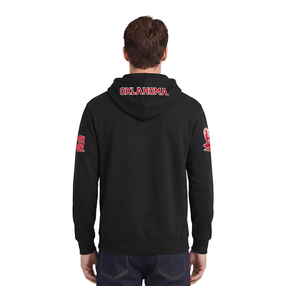 UNIVERSITY OF OKLAHOMA CLASSIC MEN'S PULLOVER HOODIE (BLACK) - Image 2