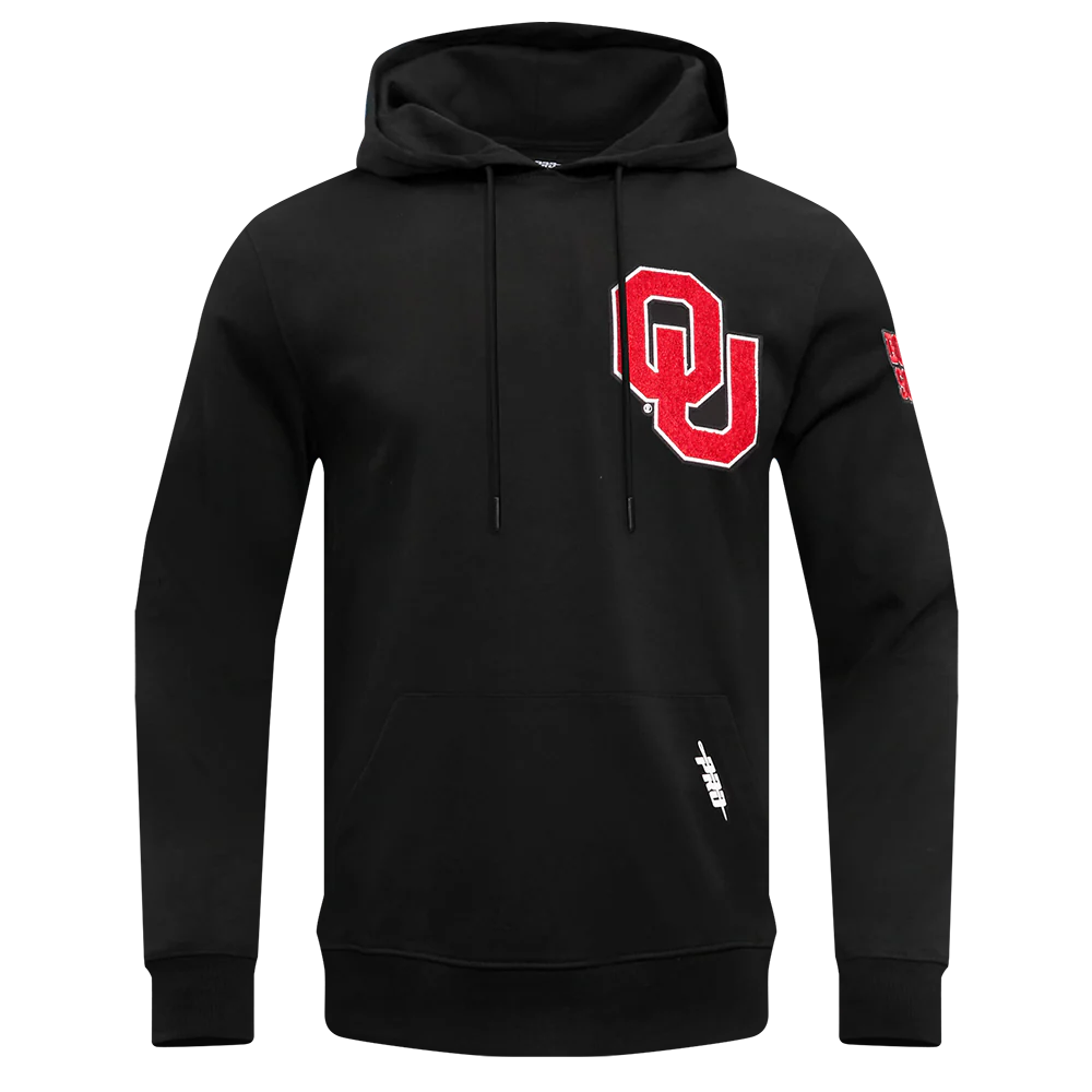 UNIVERSITY OF OKLAHOMA CLASSIC MEN'S PULLOVER HOODIE (BLACK) - Image 3