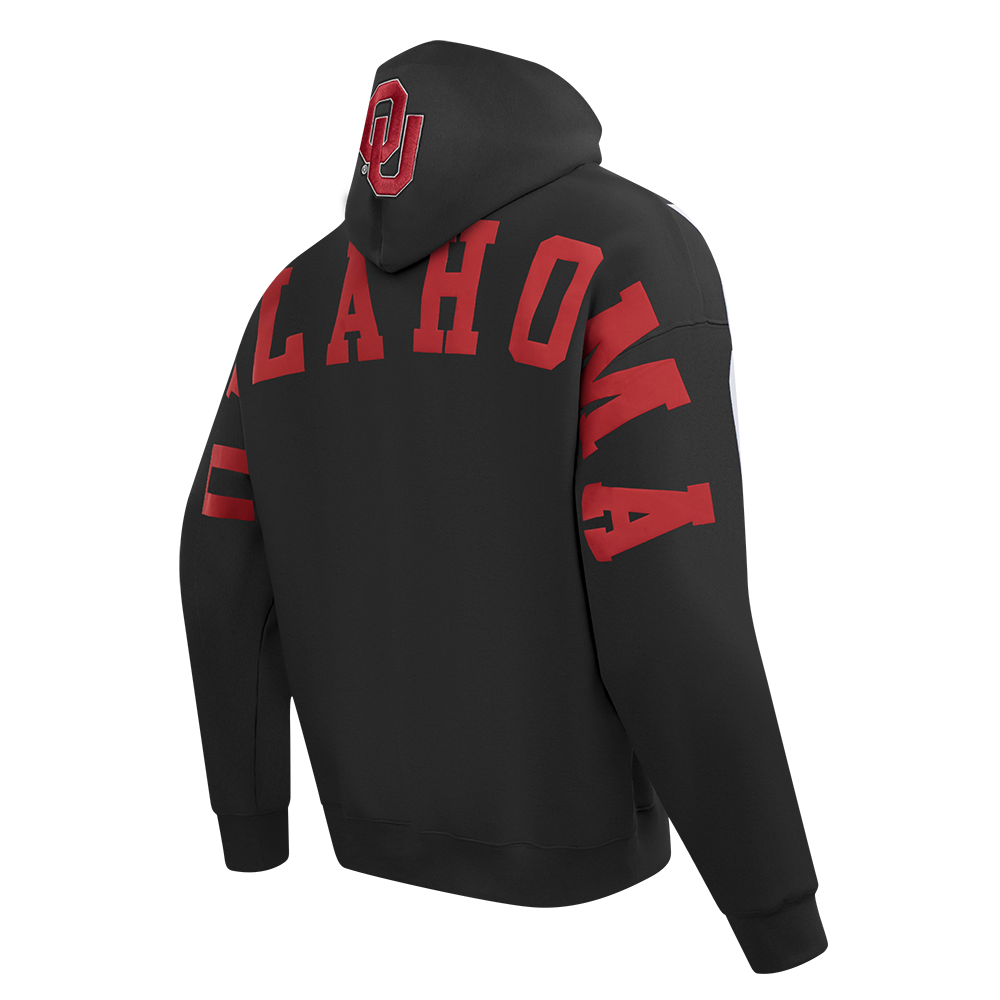 UNIVERSITY OF OKLAHOMA WINGSPAN MEN'S DROP SHOULDER FLC PO HOODIE (BLACK) - Image 6