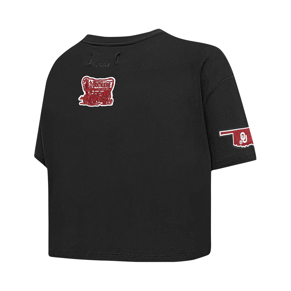 THE UNIVERSITY OF OKLAHOMA CLASSIC WOMEN'S SINGLE JERSEY BOXY TEE (BLACK) - Image 6