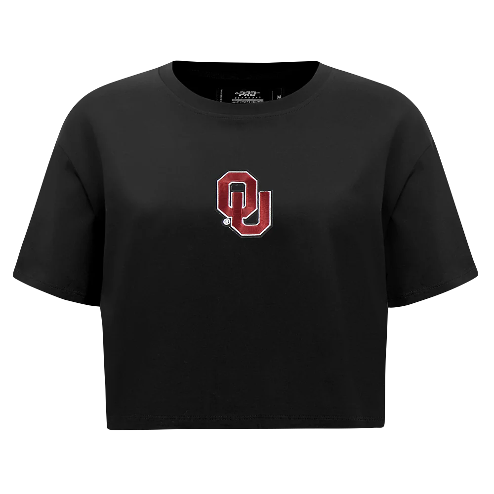 COLLEGE UNIVERSITY OF OKLAHOMA WINGSPAN WOMEN'S SJ BOXY TEE (BLACK) - Image 3