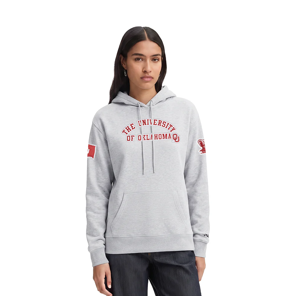 THE UNIVERSITY OF OKLAHOMA CLASSIC FLEECE PULLOVER HOODIE (HEATHER GREY)