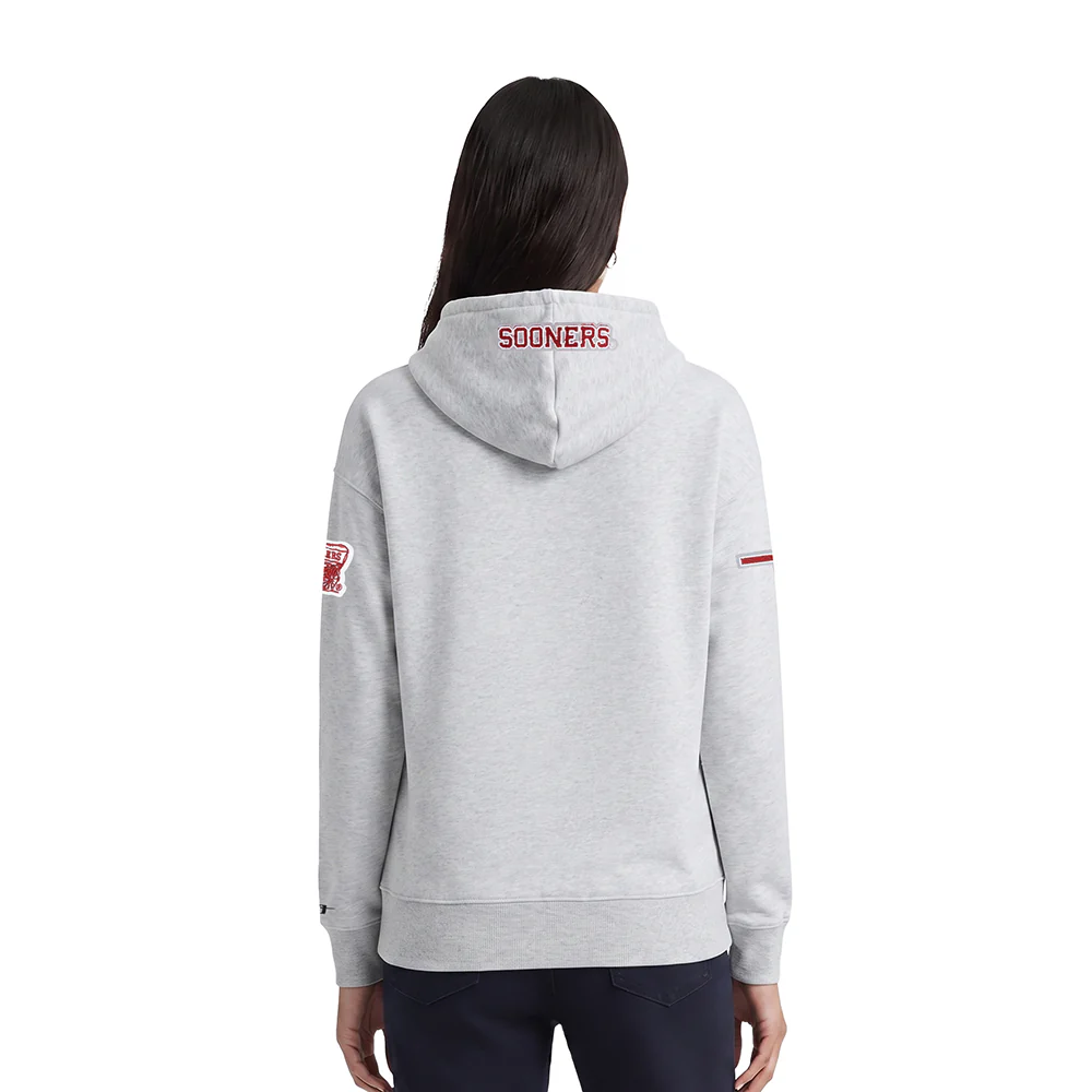 THE UNIVERSITY OF OKLAHOMA CLASSIC FLEECE PULLOVER HOODIE (HEATHER GREY) - Image 2