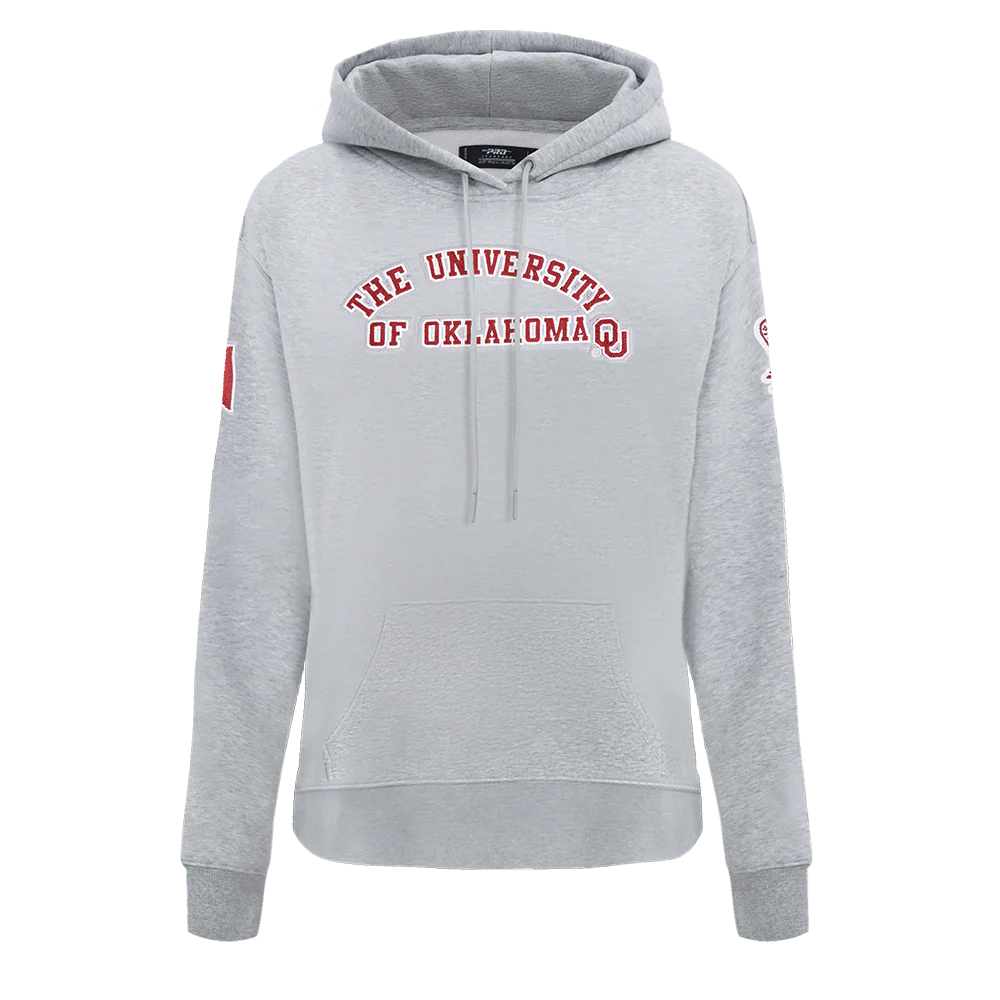 THE UNIVERSITY OF OKLAHOMA CLASSIC FLEECE PULLOVER HOODIE (HEATHER GREY) - Image 3