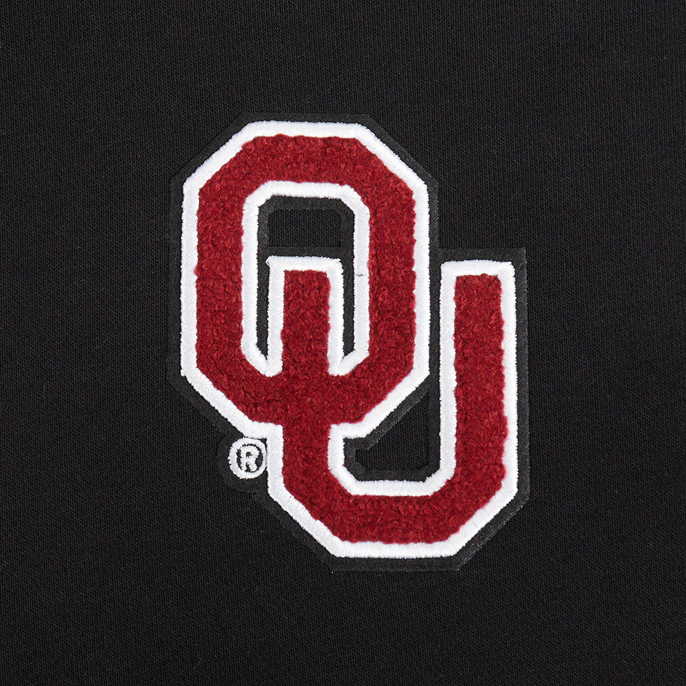 COLLEGE THE UNIVERSITY OF OKLAHOMA CLASSIC WOMEN'S RIB FLC CROPPED PO HOODIE (BLACK) - Image 11