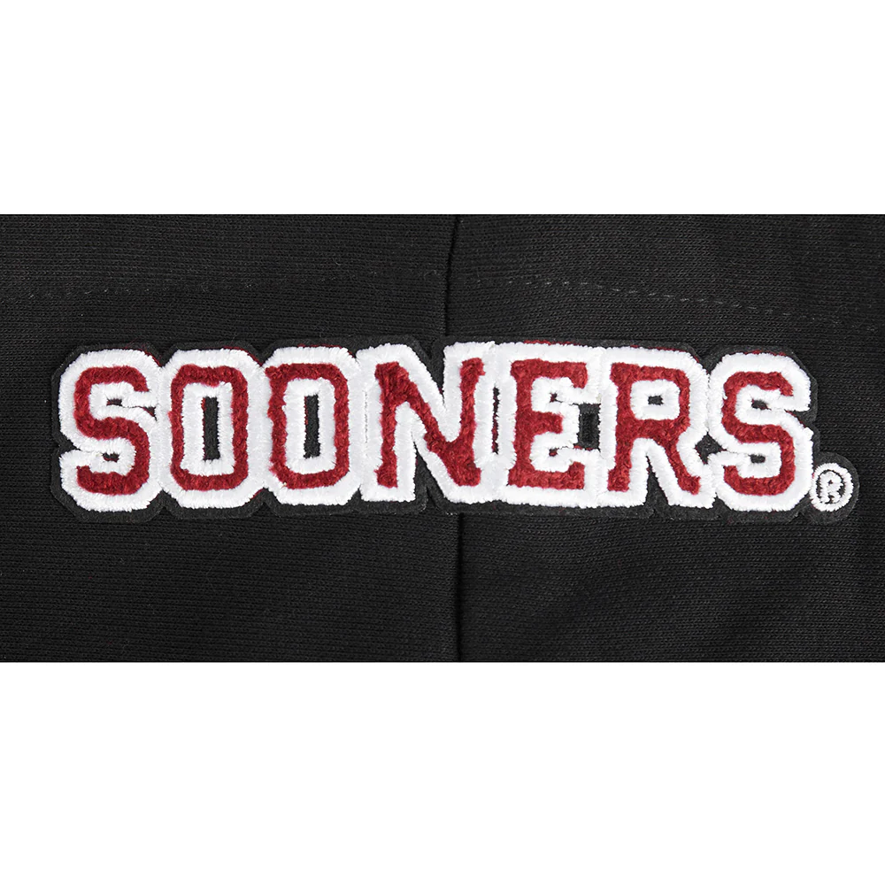 COLLEGE THE UNIVERSITY OF OKLAHOMA CLASSIC WOMEN'S RIB FLC CROPPED PO HOODIE (BLACK) - Image 7