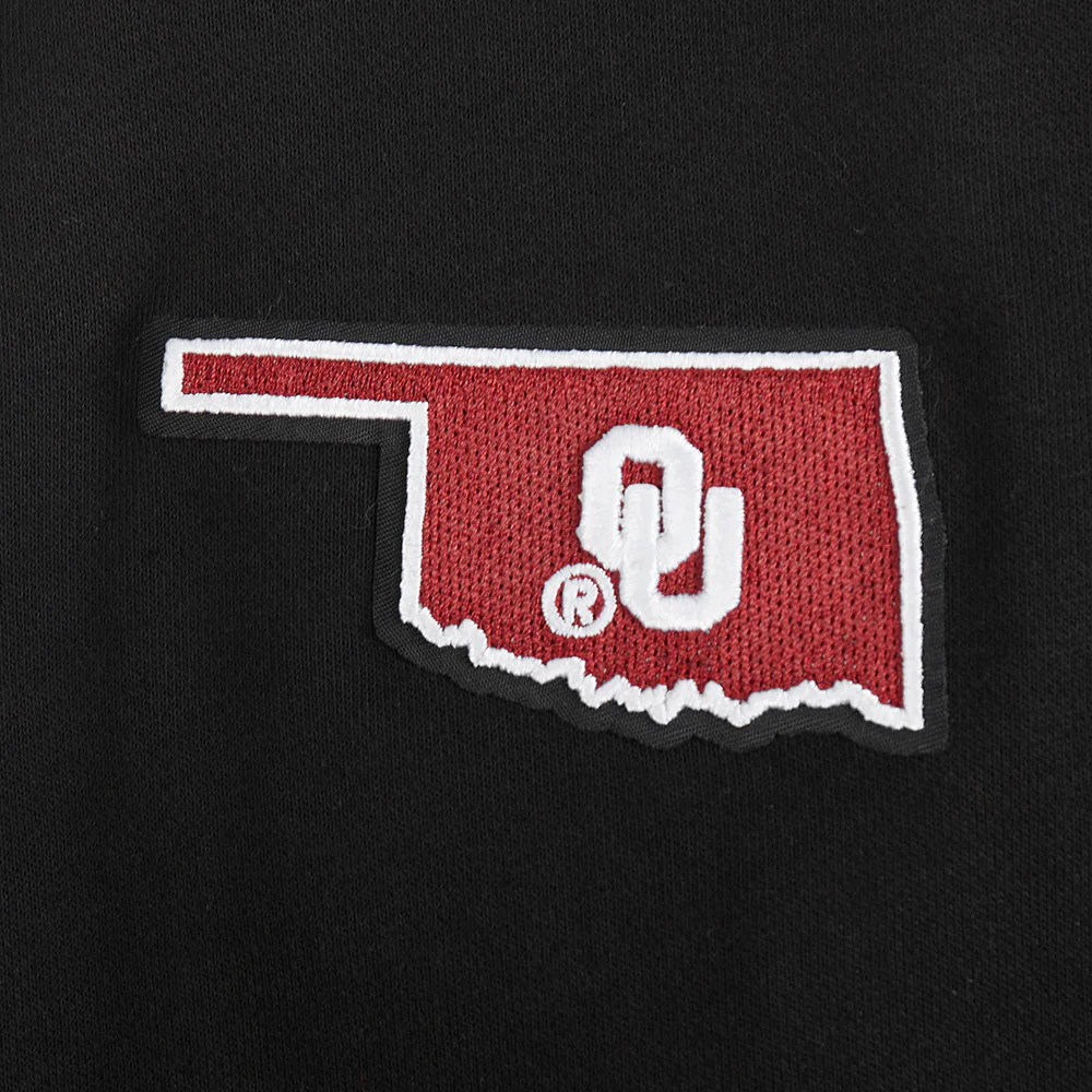 COLLEGE THE UNIVERSITY OF OKLAHOMA CLASSIC WOMEN'S RIB FLC CROPPED PO HOODIE (BLACK) - Image 9