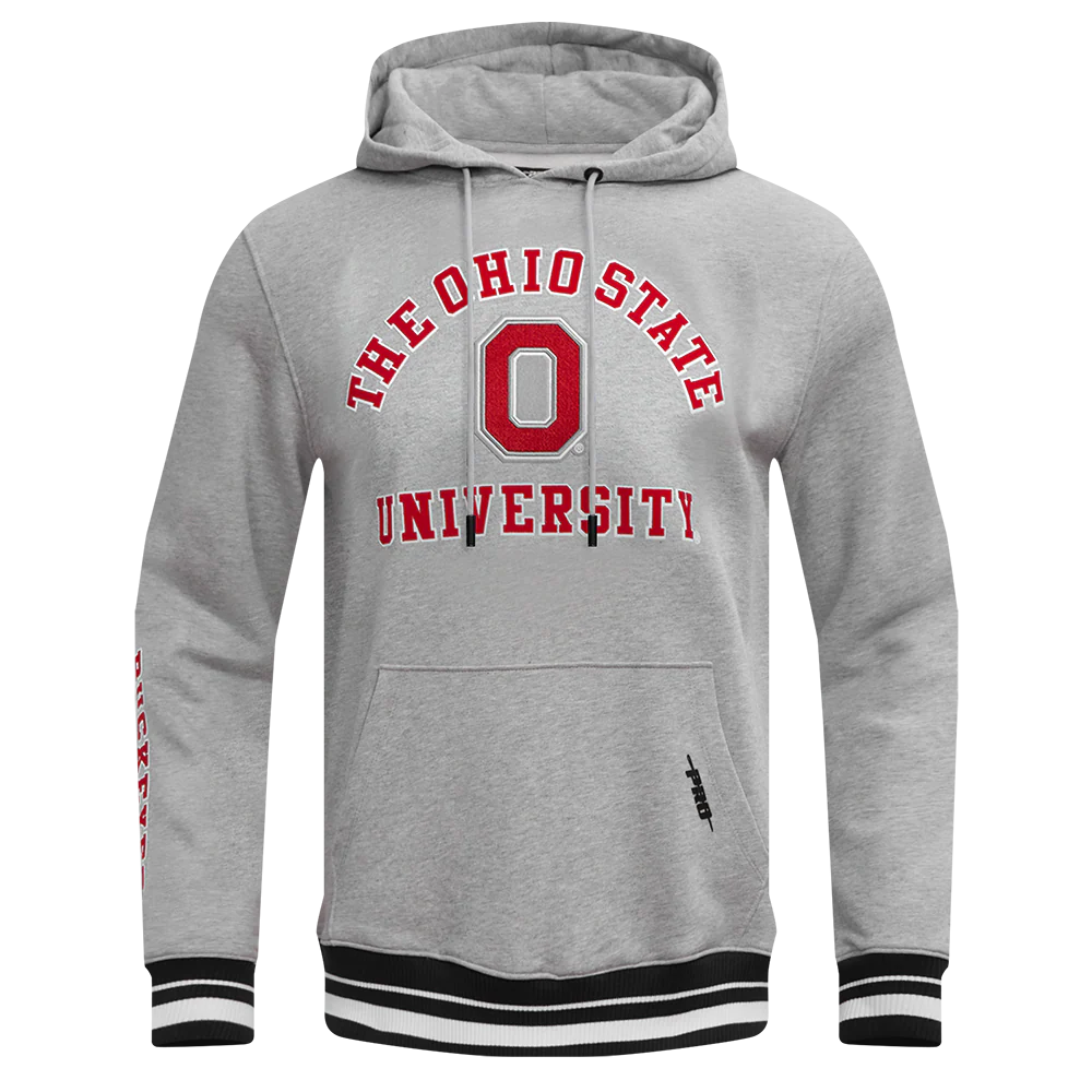 OHIO STATE UNIVERSITY CLASSIC MEN'S PULLOVER HOODIE (HEATHER GRAY/BLACK)