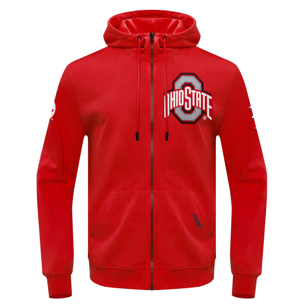 OHIO STATE UNIVERSITY CLASSIC MEN'S FULL ZIP PULLOVER HOODIE (RED) - Image 3
