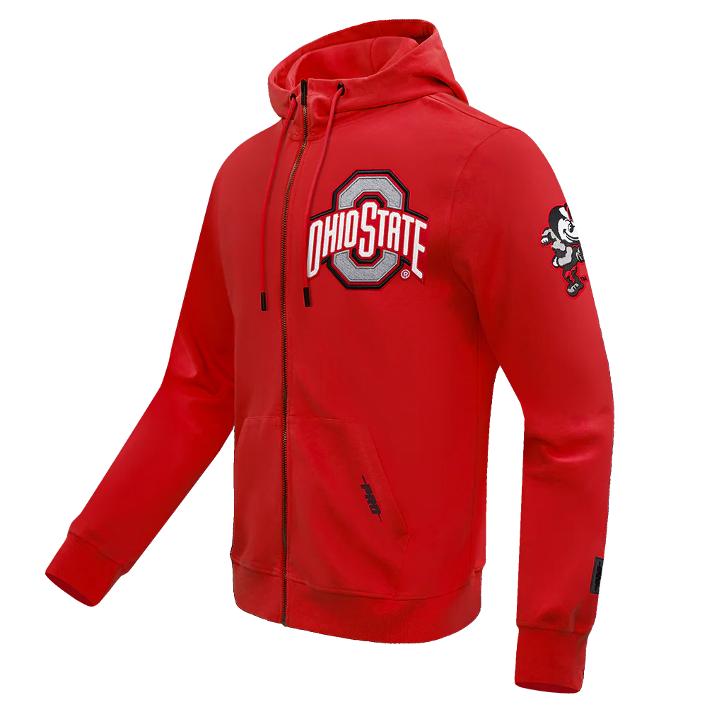 OHIO STATE UNIVERSITY CLASSIC MEN'S FULL ZIP PULLOVER HOODIE (RED) - Image 4