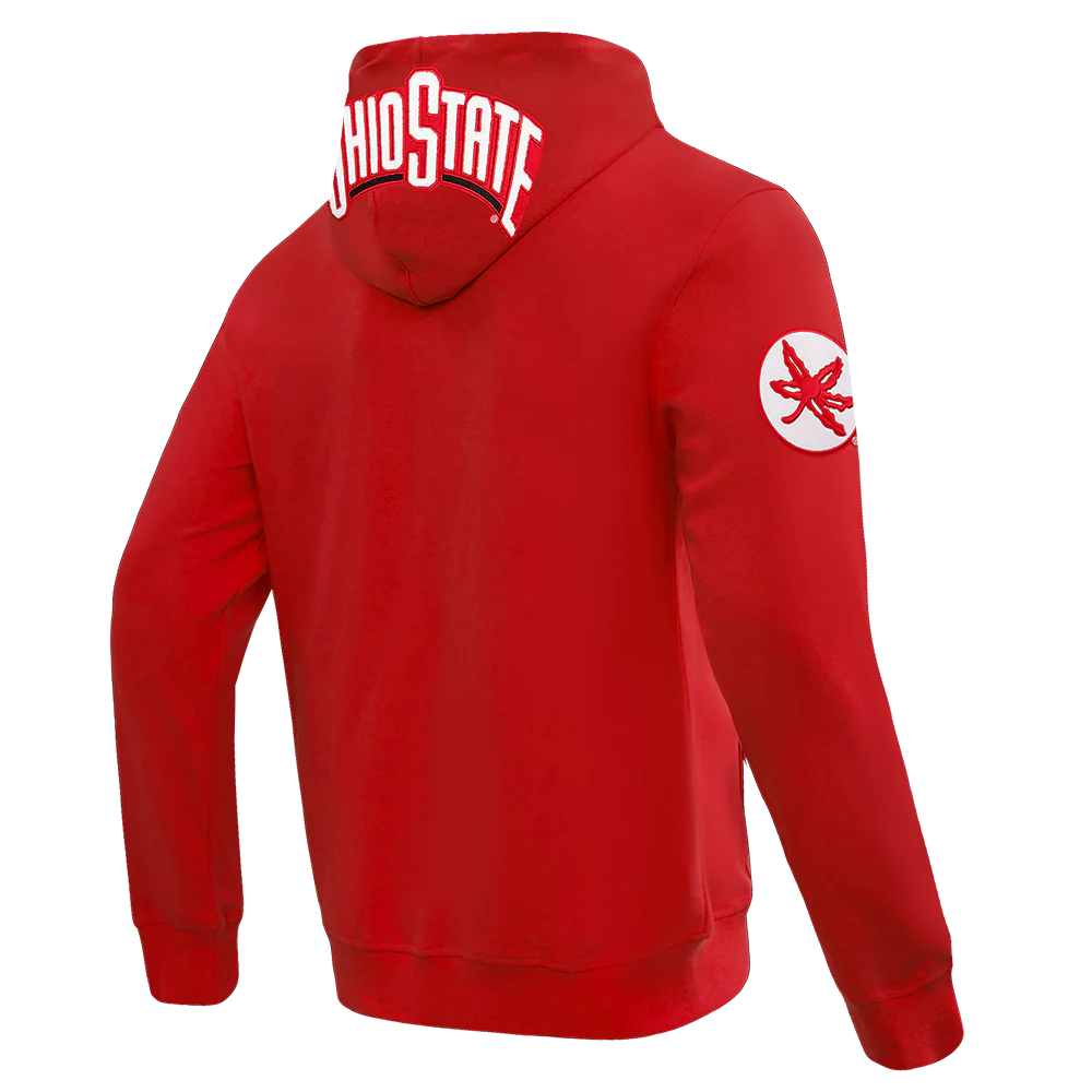 OHIO STATE UNIVERSITY CLASSIC MEN'S FULL ZIP PULLOVER HOODIE (RED) - Image 5