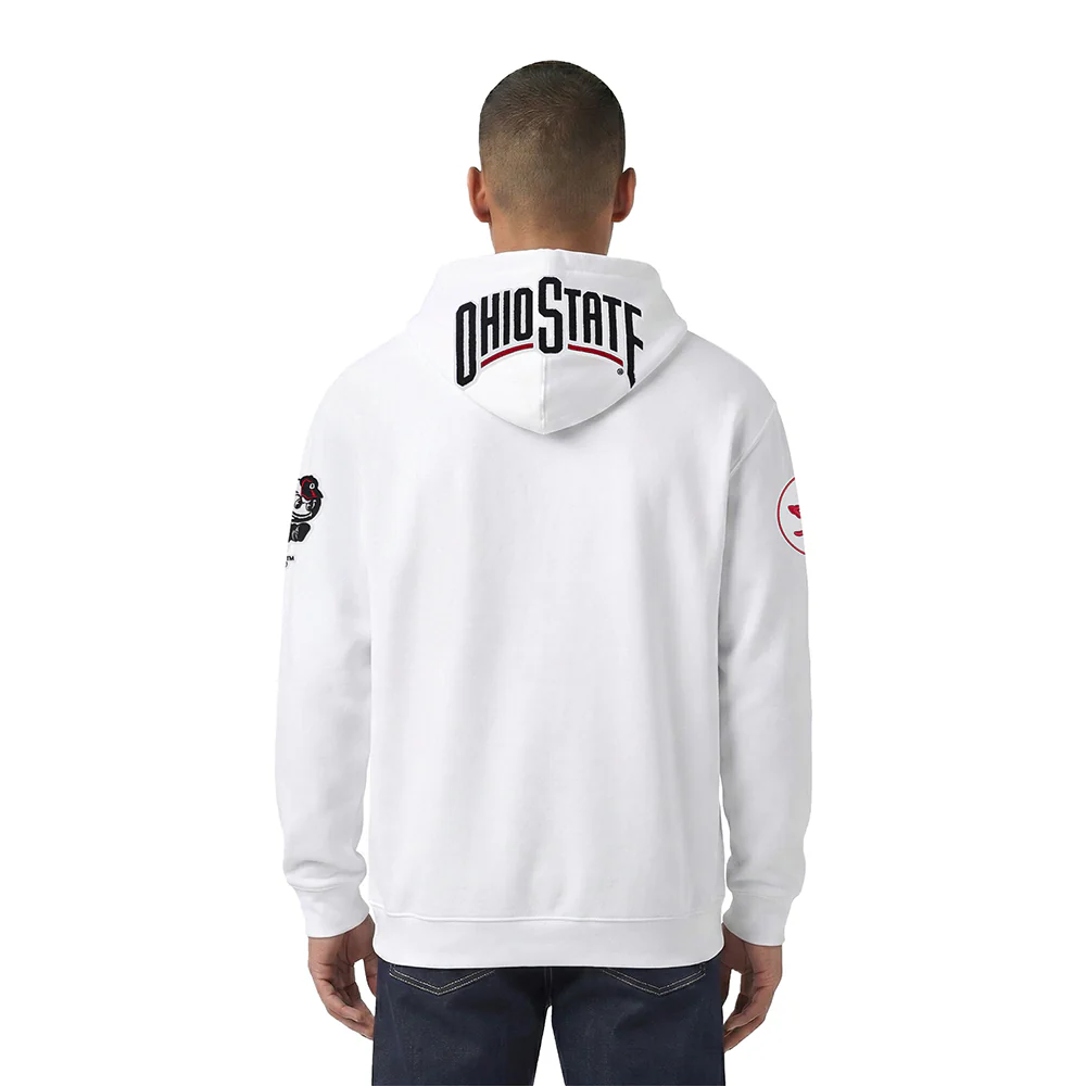OHIO STATE UNIVERSITY CLASSIC MEN'S FULL ZIP PULLOVER HOODIE (WHITE) - Image 3