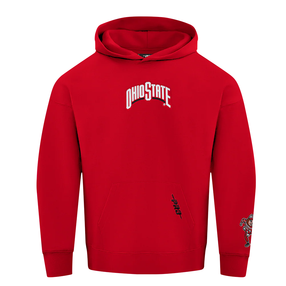 OHIO STATE UNIVERSITY WINGSPAN MEN'S DROP SHOULDER FLC PO HOODIE (RED) - Image 4