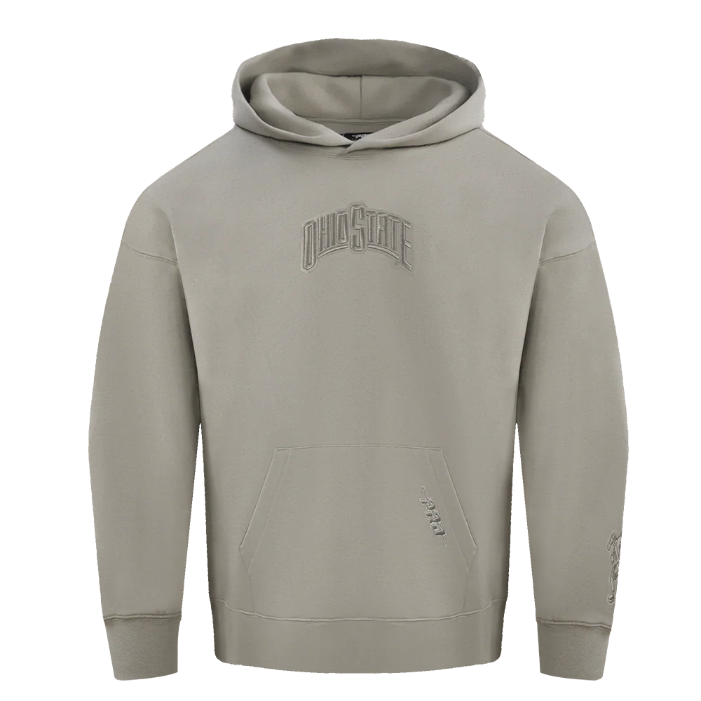 COLLEGE OHIO STATE UNIVERSITY WINGSPAN MEN'S DROP SHOULDER FLC PO HOODIE (TAUPE) - Image 3