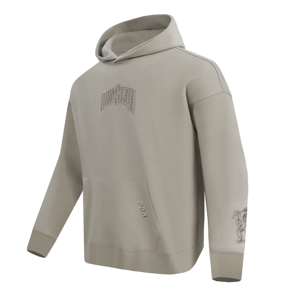 COLLEGE OHIO STATE UNIVERSITY WINGSPAN MEN'S DROP SHOULDER FLC PO HOODIE (TAUPE) - Image 4