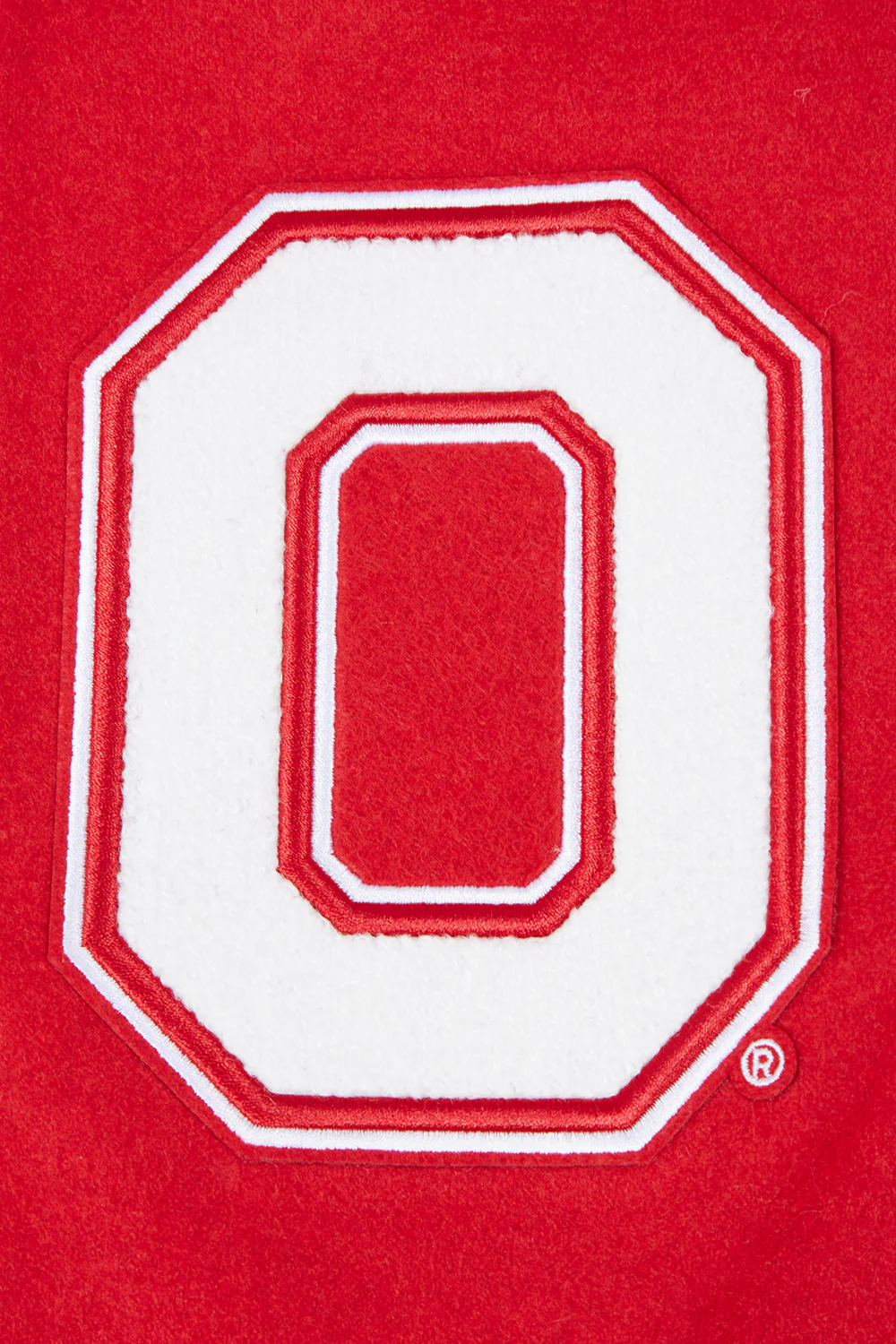 OHIO STATE UNIVERSITY CLASSIC MEN'S RIB WOOL VARSITY JACKET (RED/WHITE) - Image 6