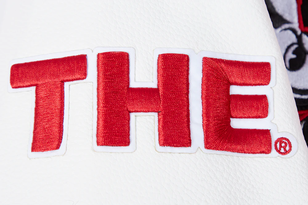 OHIO STATE UNIVERSITY CLASSIC MEN'S RIB WOOL VARSITY JACKET (RED/WHITE) - Image 7