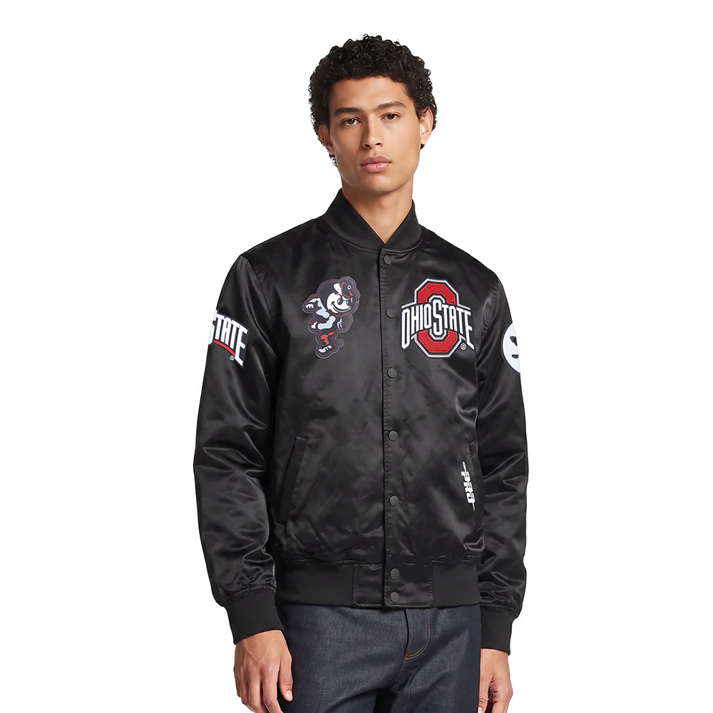 OHIO STATE UNIVERSITY CLASSIC MEN'S SATIN JACKET (BLACK)