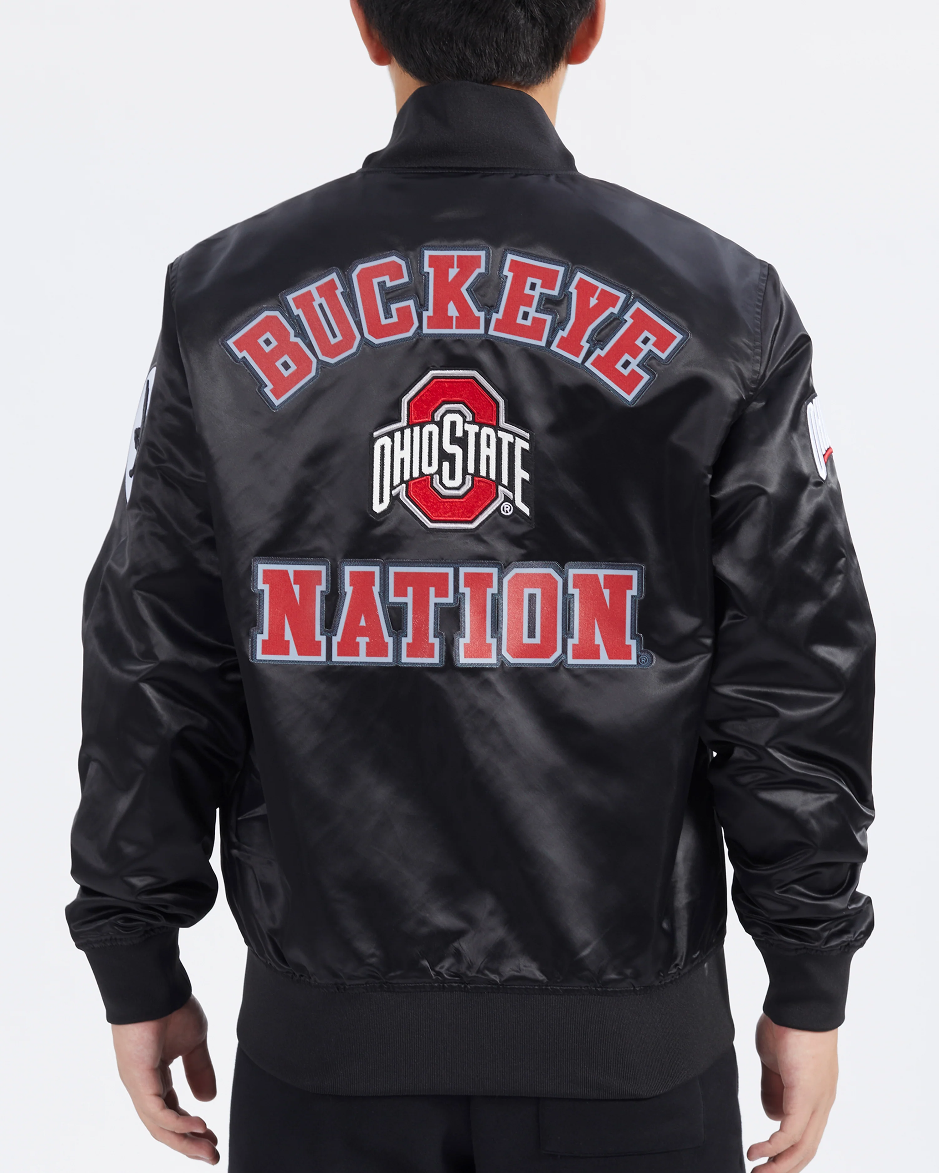 OHIO STATE UNIVERSITY CLASSIC MEN'S SATIN JACKET (BLACK) - Image 3