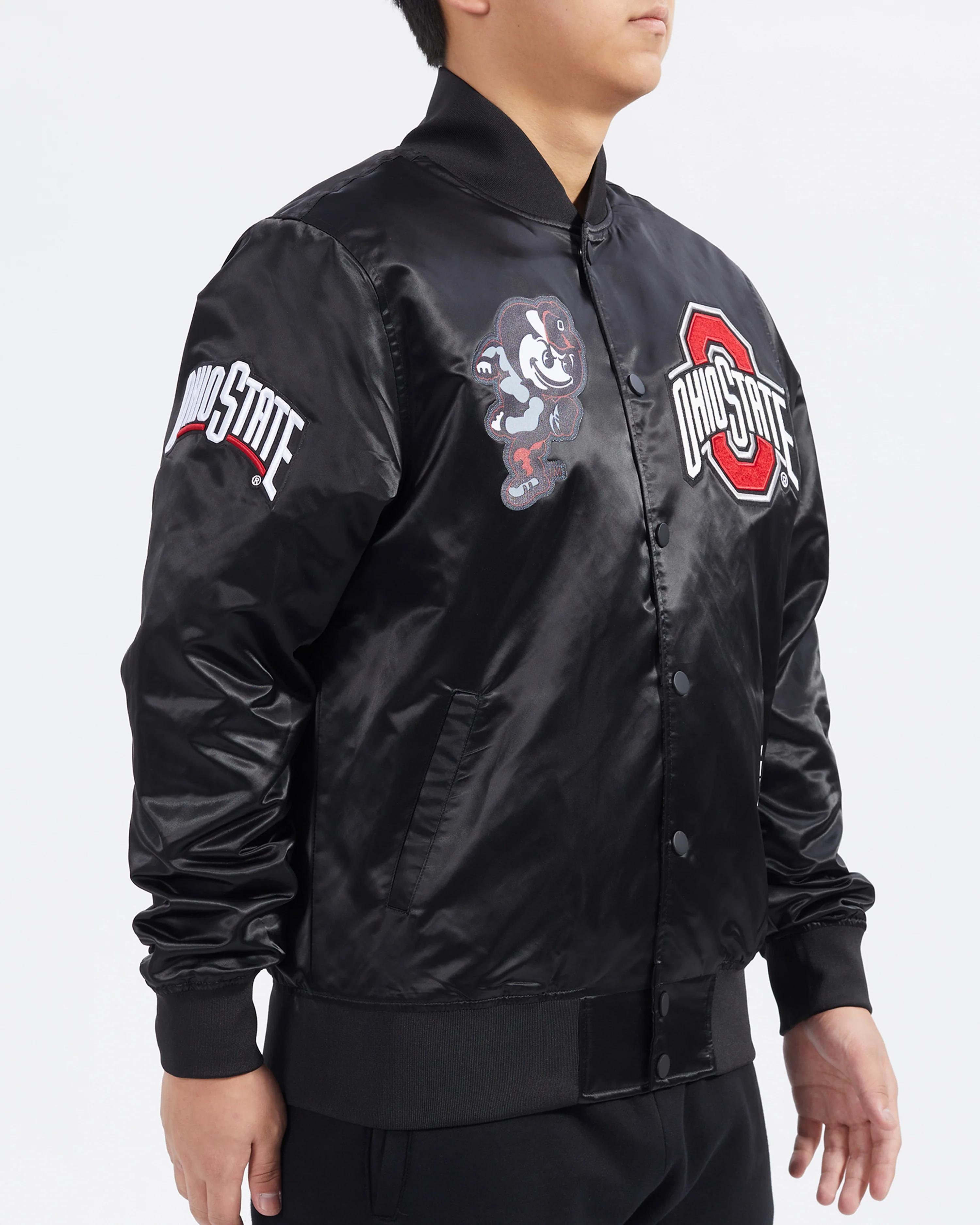 OHIO STATE UNIVERSITY CLASSIC MEN'S SATIN JACKET (BLACK) - Image 4