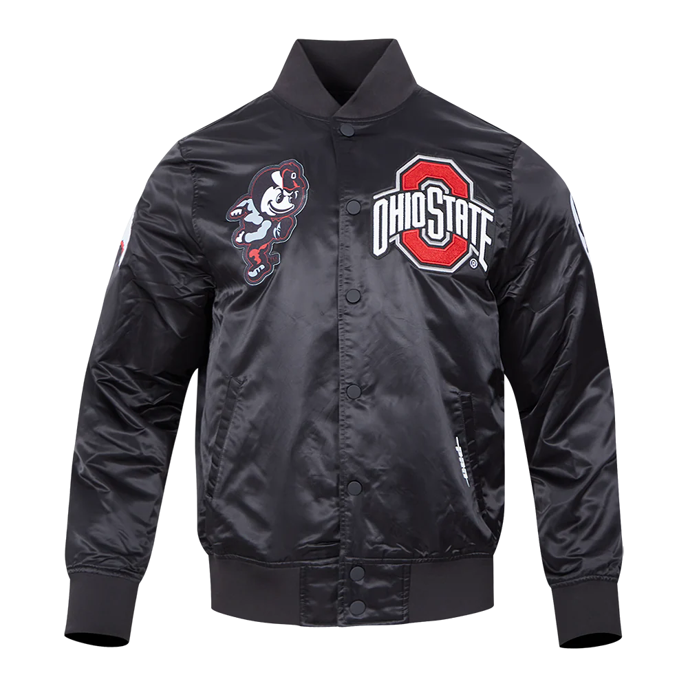 OHIO STATE UNIVERSITY CLASSIC MEN'S SATIN JACKET (BLACK) - Image 5