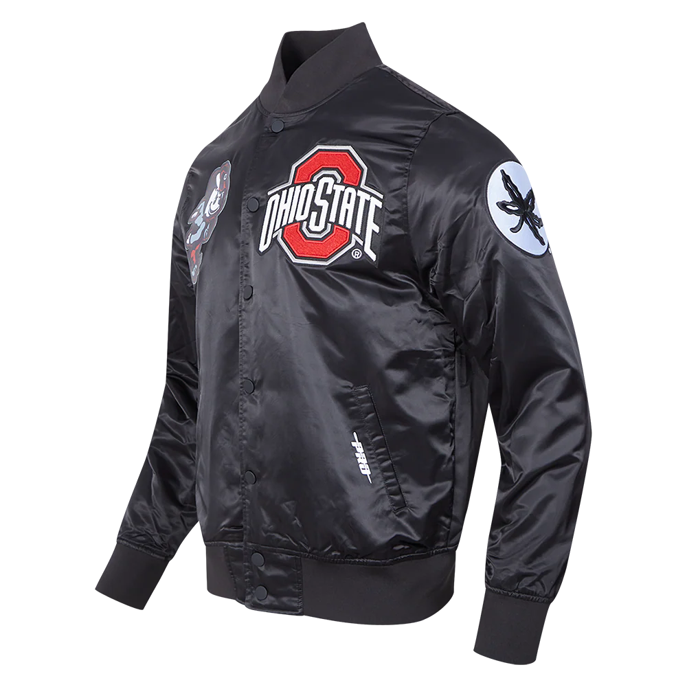 OHIO STATE UNIVERSITY CLASSIC MEN'S SATIN JACKET (BLACK) - Image 6