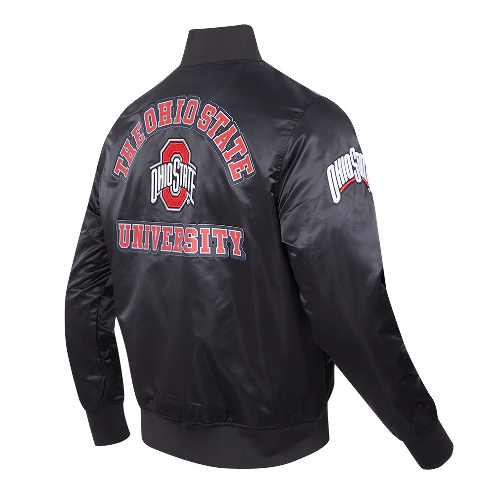 OHIO STATE UNIVERSITY CLASSIC MEN'S SATIN JACKET (BLACK) - Image 8