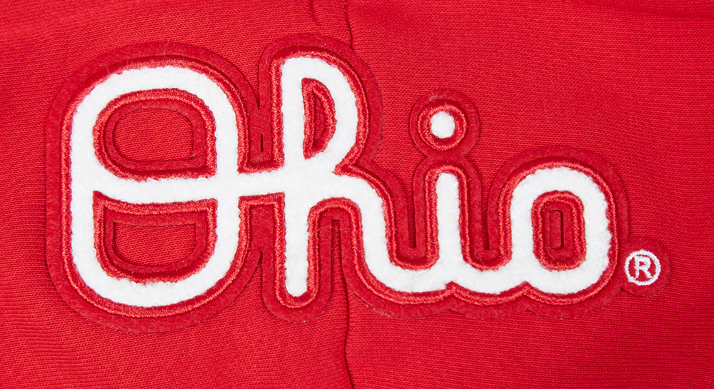 OHIO STATE UNIVERSITY CLASSIC WOMEN'S FLEECE CROPPED PULLOVER HOODIE (RED) - Image 7