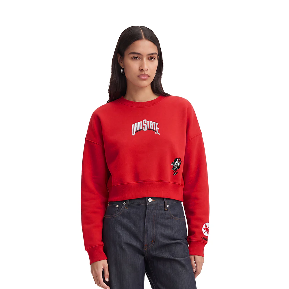COLLEGE OHIO STATE UNIVERSITY WINGSPAN WOMEN'S FLC CREWNECK (Red) - Image 2