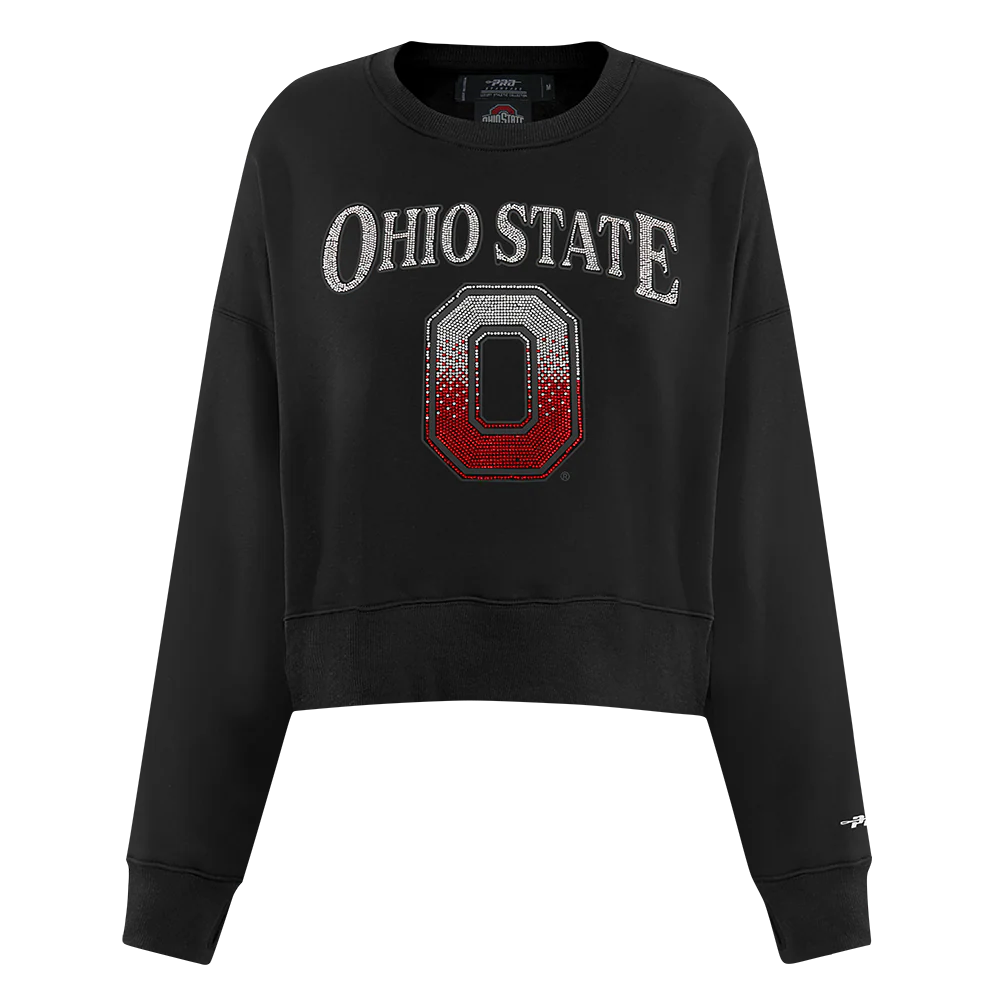 OHIO STATE UNIVERSITY JEWELS WOMEN'S FLC CREWNECK (BLACK) - Image 3