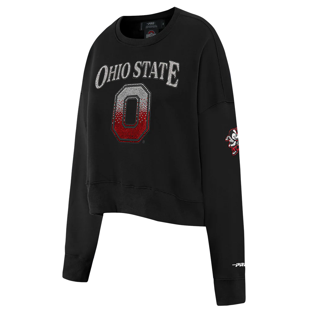 OHIO STATE UNIVERSITY JEWELS WOMEN'S FLC CREWNECK (BLACK) - Image 4