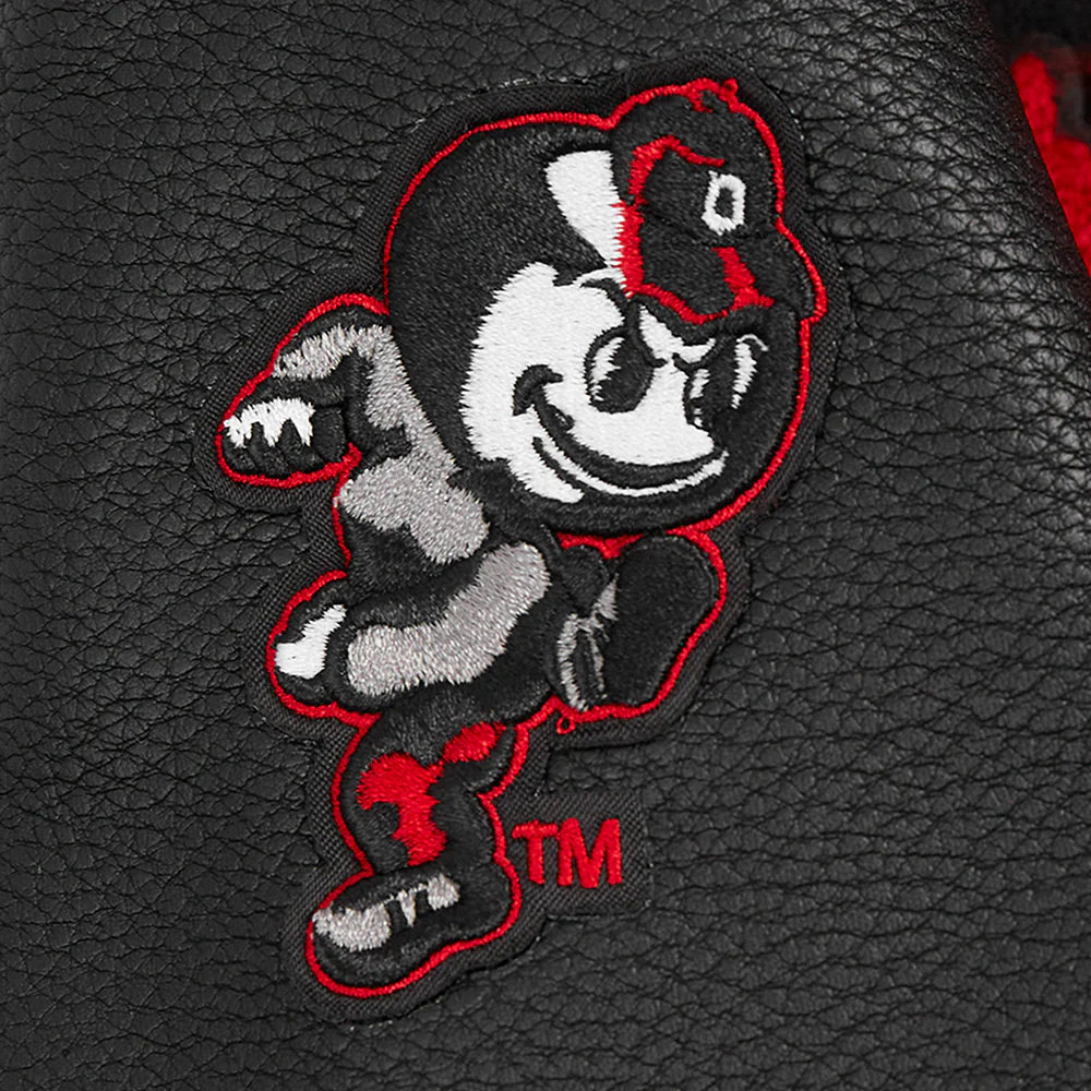OHIO STATE UNIVERSITY CLASSIC WOMEN'S RIB WOOL VARSITY JACKET (BLACK/RED/BLACK) - Image 8