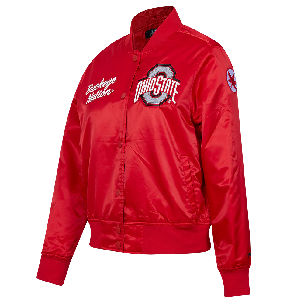 OHIO STATE UNIVERSITY CLASSIC WOMEN'S SATIN JACKET (RED) - Image 2