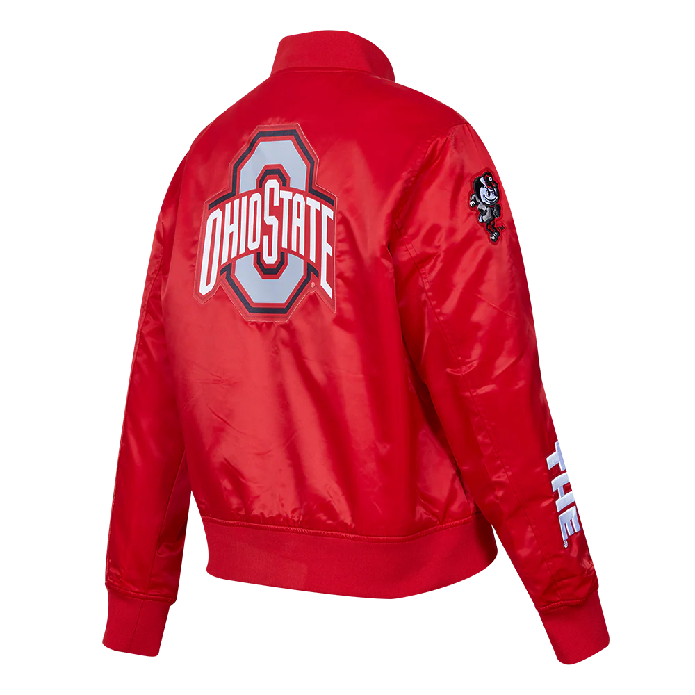 OHIO STATE UNIVERSITY CLASSIC WOMEN'S SATIN JACKET (RED) - Image 3
