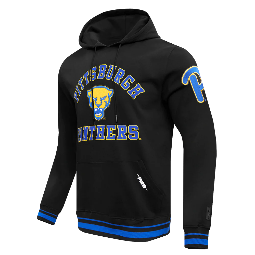 UNIVERSITY OF PITTSBURGH CLASSIC MEN'S STACKED LOGO PULLOVER HOODIE (BLACK/ROYAL BLUE/BLACK) - Image 2