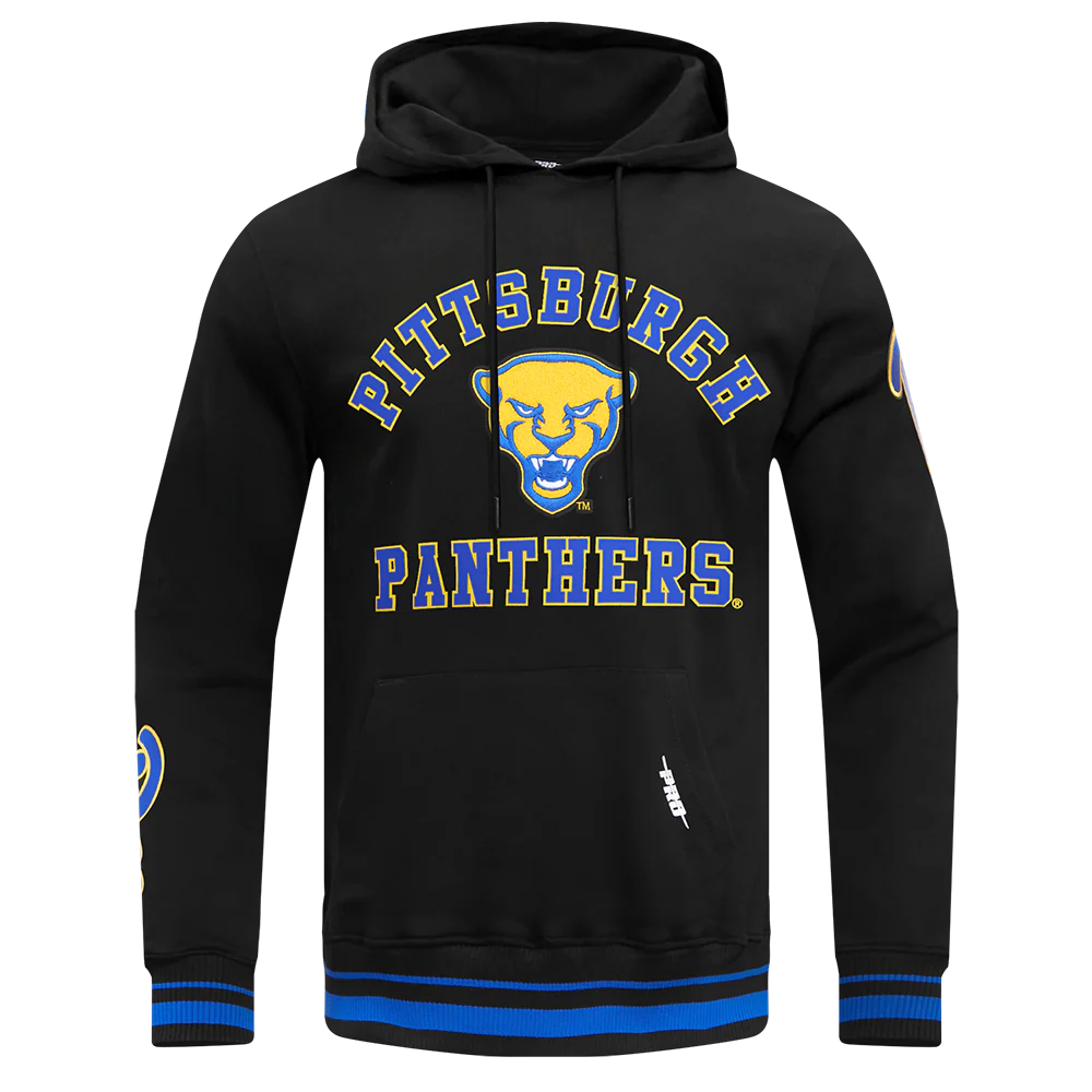 UNIVERSITY OF PITTSBURGH CLASSIC MEN'S STACKED LOGO PULLOVER HOODIE (BLACK/ROYAL BLUE/BLACK) - Image 9
