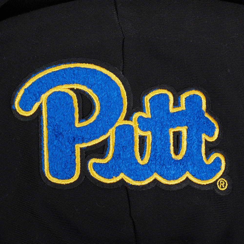 COLLEGE UNIVERSITY OF PITTSBURGH CLASSIC WOMEN'S RIB FLC CROPPED PO HOODIE (BLACK/ROYAL BLUE/BLACK) - Image 5
