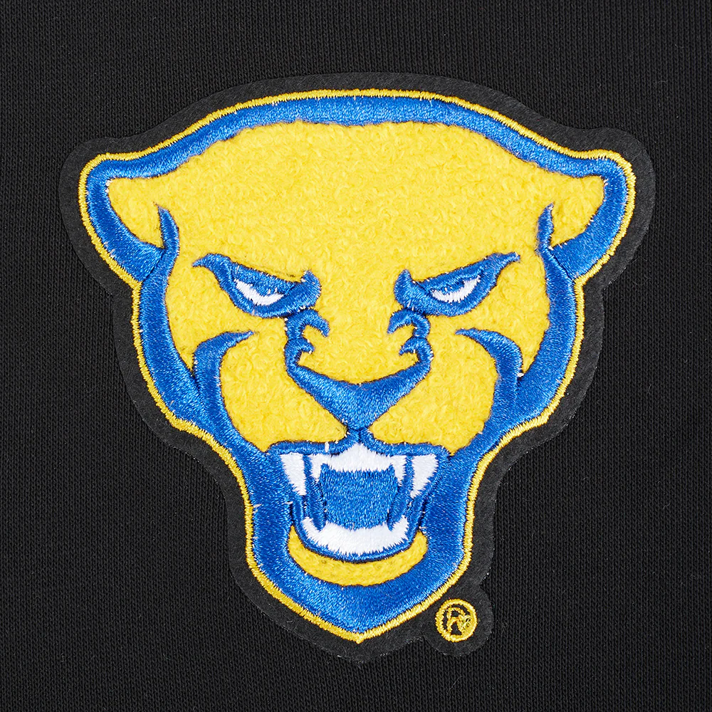COLLEGE UNIVERSITY OF PITTSBURGH CLASSIC WOMEN'S RIB FLC CROPPED PO HOODIE (BLACK/ROYAL BLUE/BLACK) - Image 6