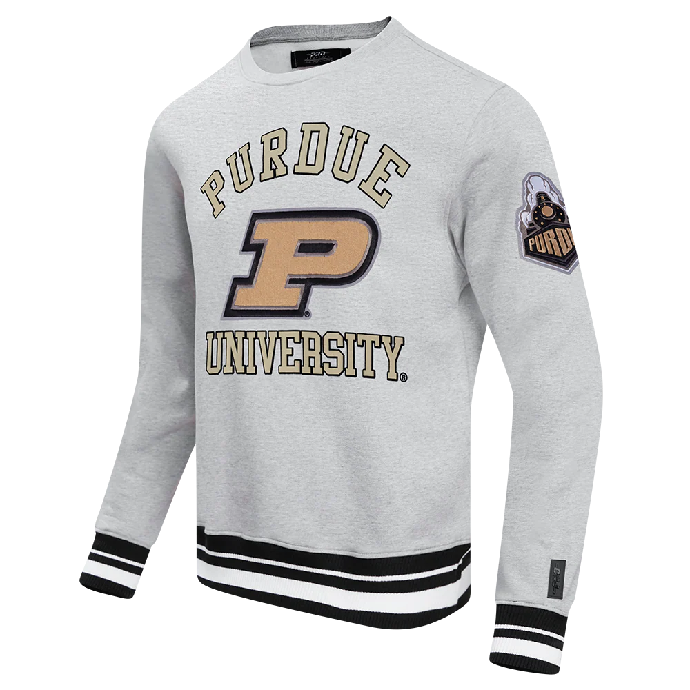 PURDUE UNIVERSITY CLASSIC MEN'S STACKED LOGO CREWNECK (HEATHER GRAY/BLACK) - Image 2